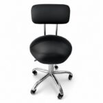 Taburete con respaldo negro cromado