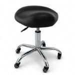 Taburete ergonomico negro cromado vista lateral