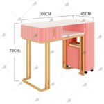 Mesa manicura con cajonera rosa dorado