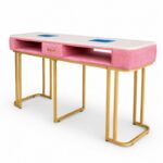 Mesa manicura doble rosa dorado