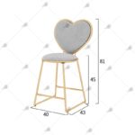 Silla auxiliar corazón gris dorado