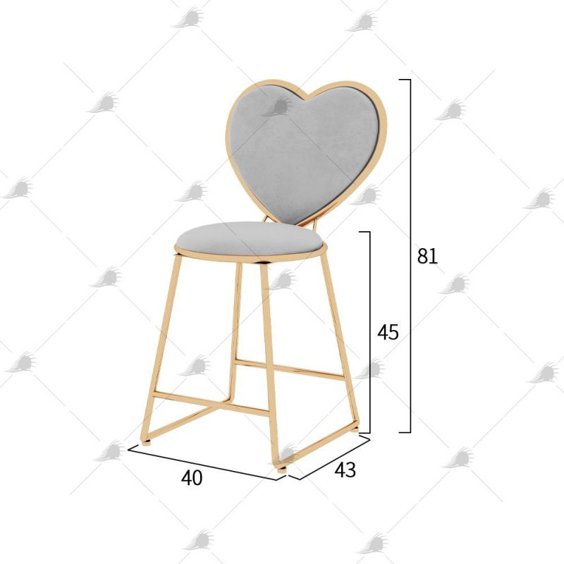 silla-auxiliar-corazon-gris-dorado.jpg Silla auxiliar corazón gris dorado - Image 1