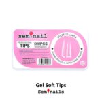 Tips Gel soft stiletto larga transparente 500 unds
